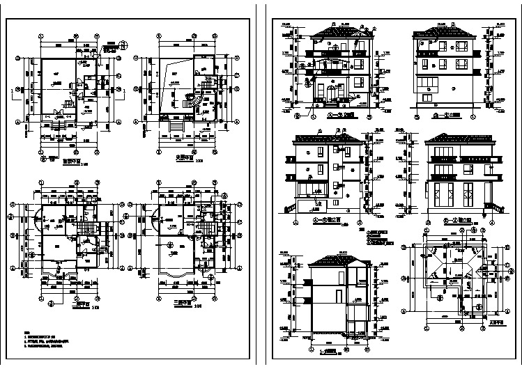 某新农村三层带夹层别墅建筑设计方案图