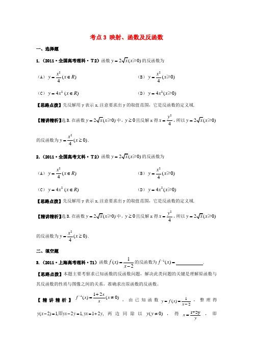 高考数学 热点考点精析 映射 函数及反函数