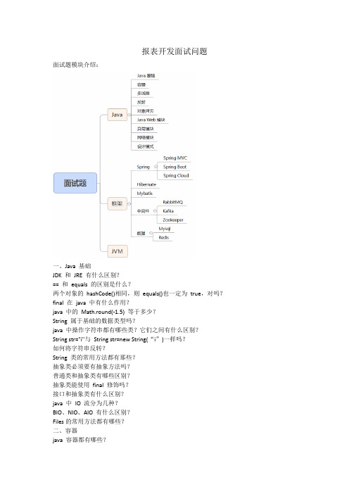 报表开发面试问题