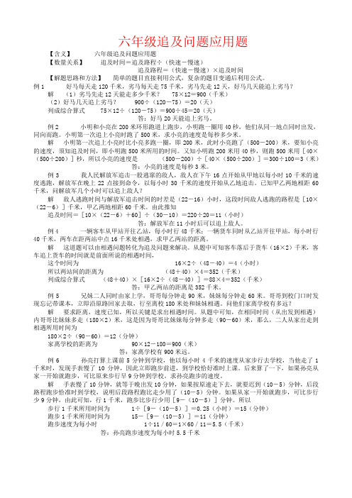 【强烈推荐】六年级追及问题应用题