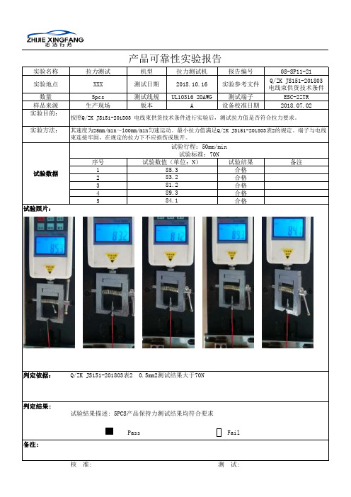 21拉力测试报告  