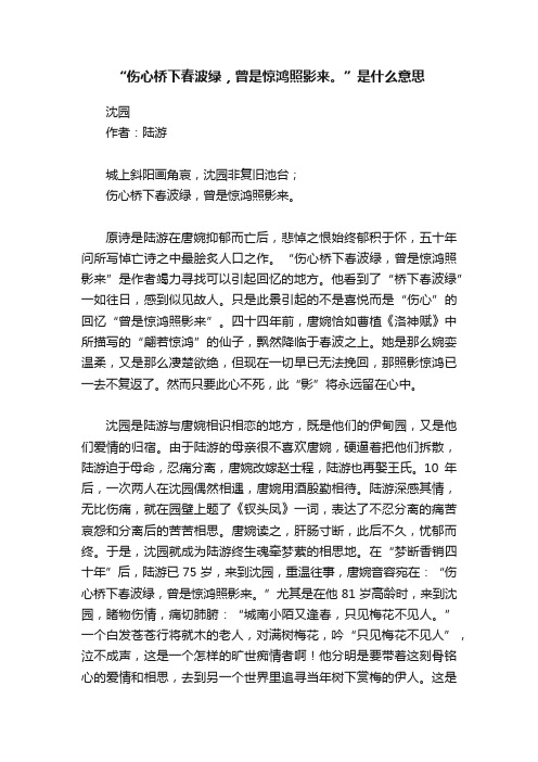 “伤心桥下春波绿，曾是惊鸿照影来。”是什么意思