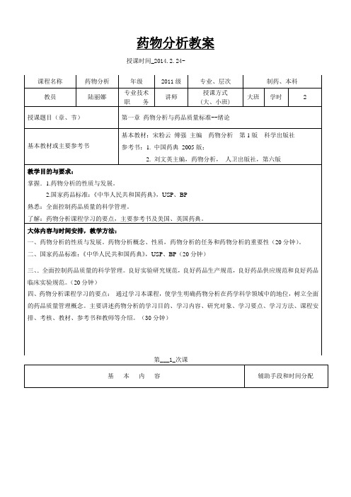 药物分析学教案