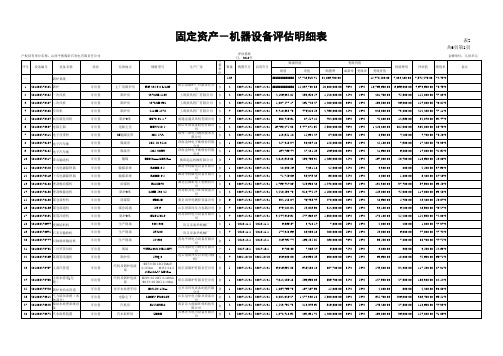 固定资产-机器设备评估明细表