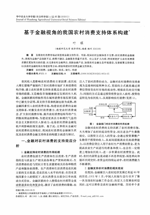 基于金融视角的我国农村消费支持体系构建