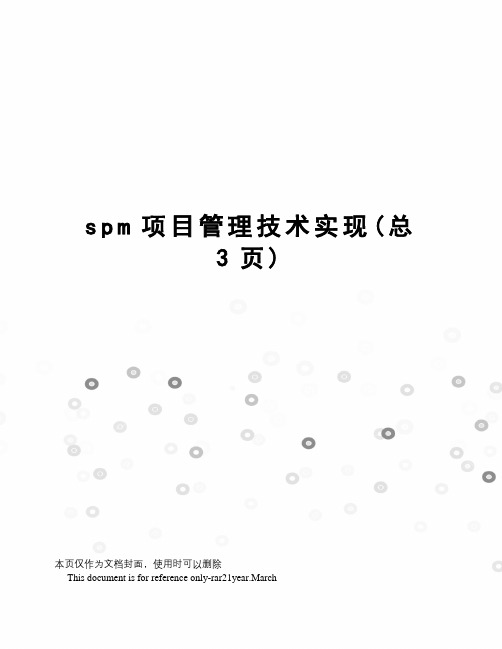 spm项目管理技术实现