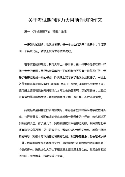 关于考试期间压力大目前为我的作文