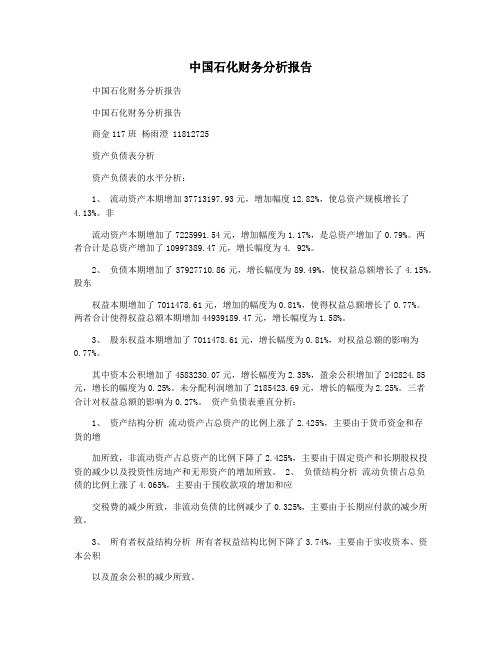 中国石化财务分析报告