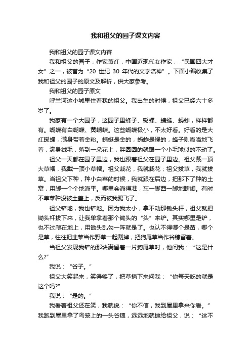 我和祖父的园子课文内容