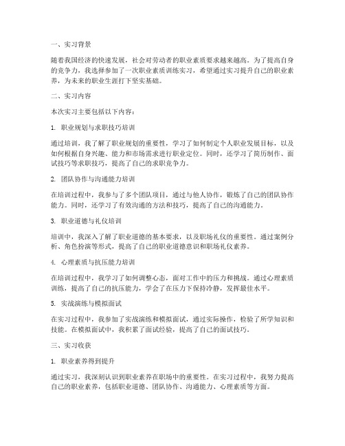 职业素质训练实习报告