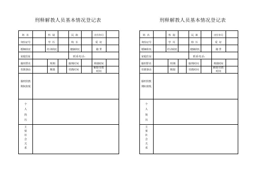 刑释解教人员基本情况登记表