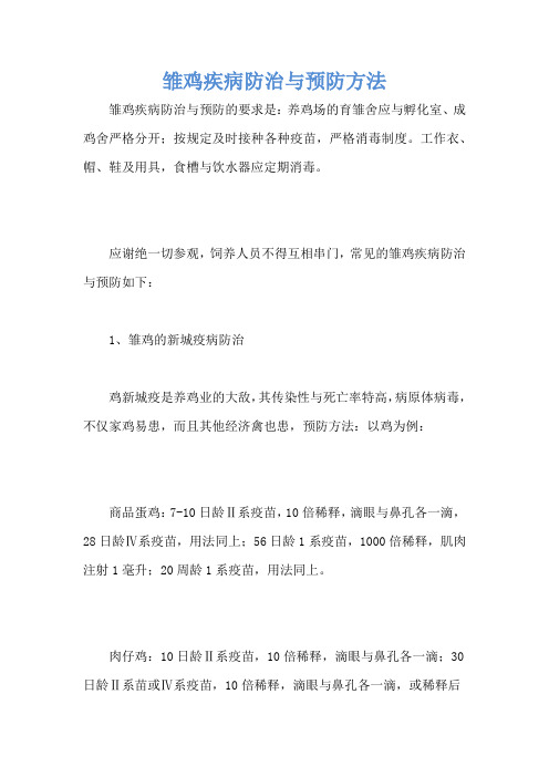 雏鸡疾病防治与预防方法