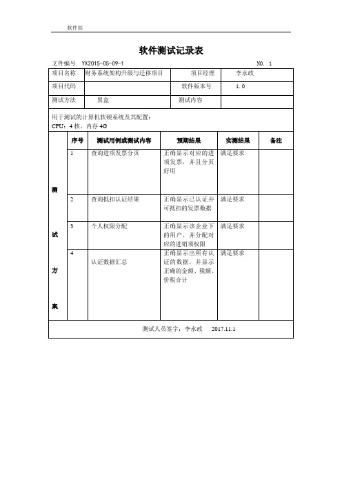 12 软件测试记录表