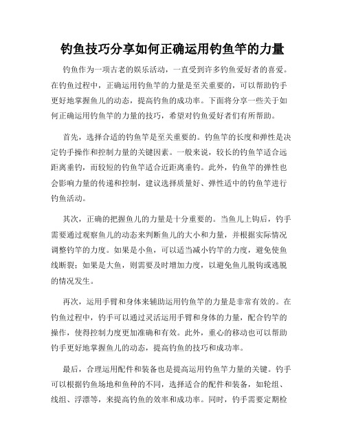 钓鱼技巧分享如何正确运用钓鱼竿的力量