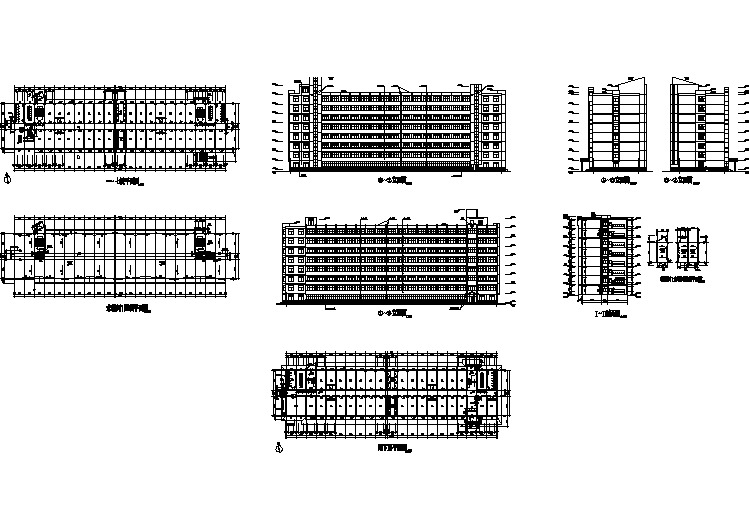 武汉xxx大学1.9万平米8层框架结构学术宿舍楼平立剖面设计CAD图纸