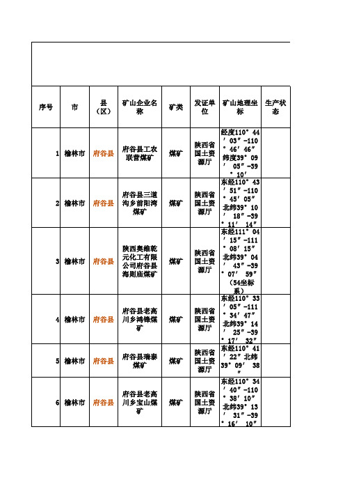 中汇富能2020年度府谷县矿山地质环境治理恢复清单