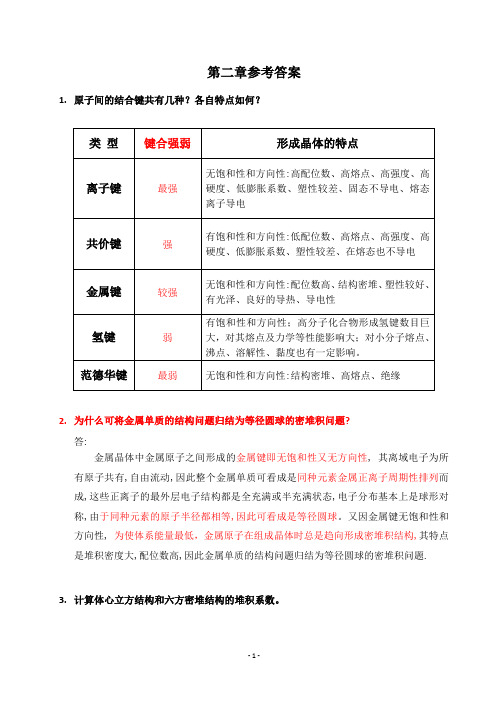 材料化学第二章习题参考答案1