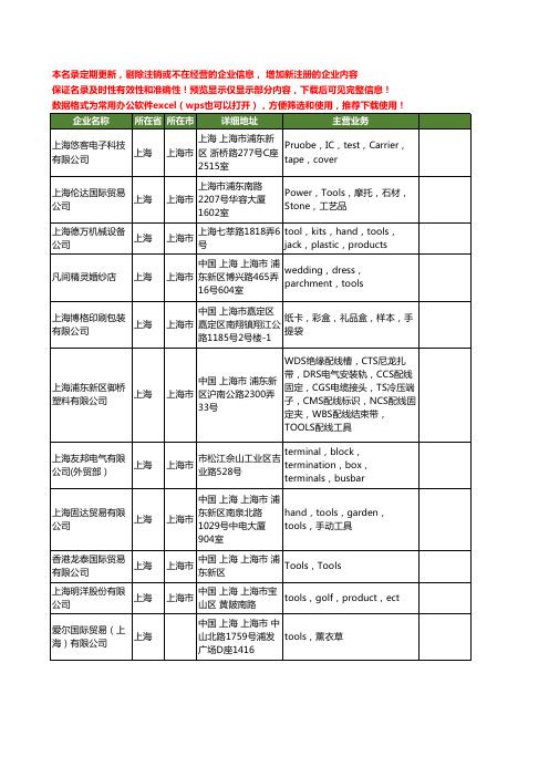 新版上海市tools工商企业公司商家名录名单联系方式大全20家