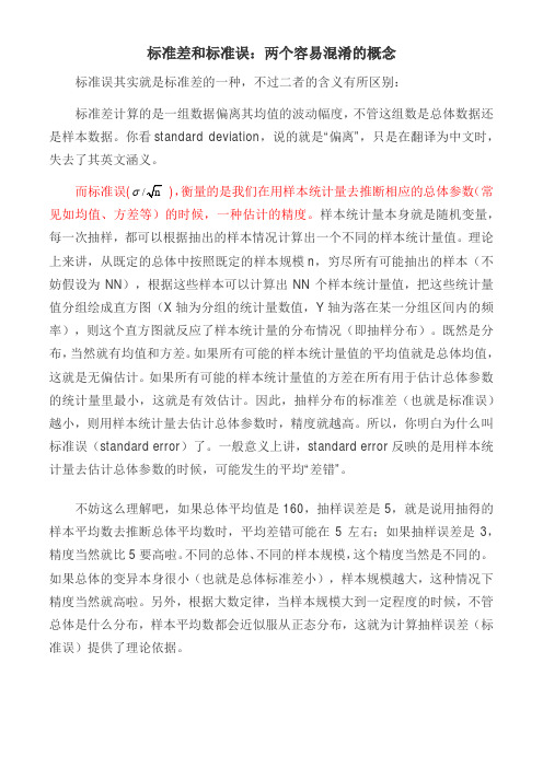 标准差和标准误区别及Excel中标准差公式的区别