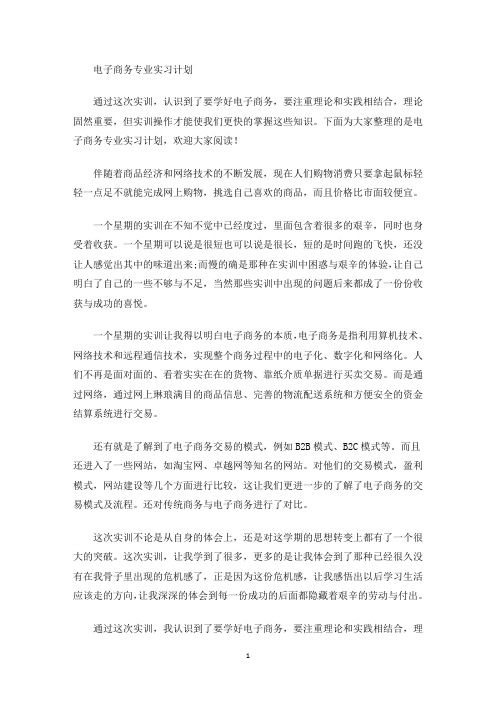 最新电子商务专业实习计划