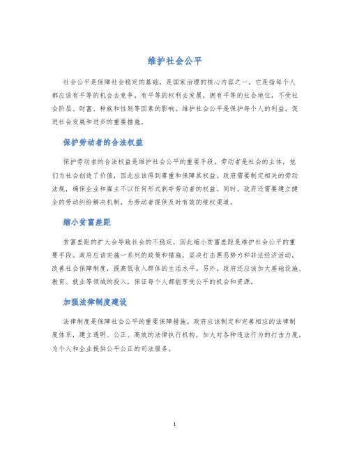 维护社会公平