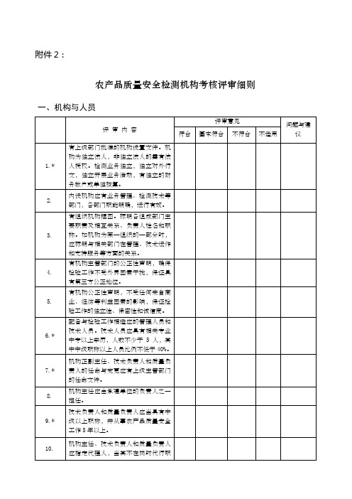 农产品质量安全检测机构考核评审细则