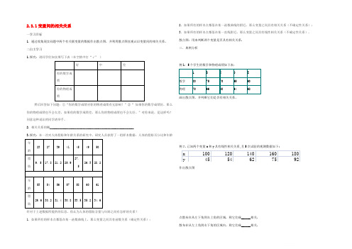 高中数学 第二章 统计 231 变量间的相关关系学案 新人教B版必修3 学案