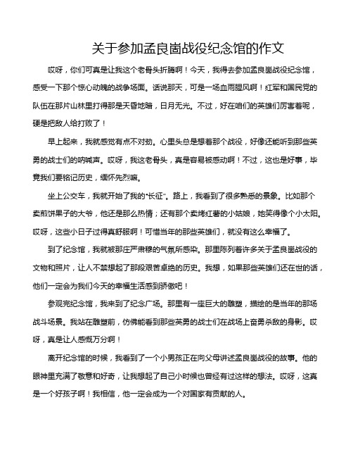 关于参加孟良崮战役纪念馆的作文