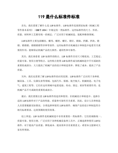 119是什么标准件标准