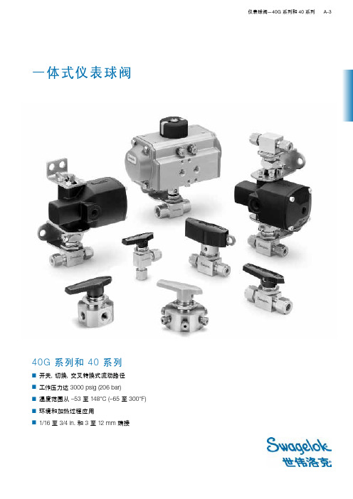 世伟洛克 40G系列和40系列 一体式仪表球阀 说明书