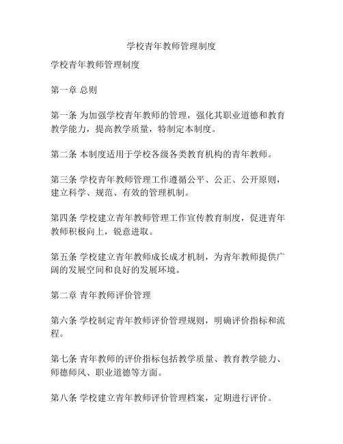 学校青年教师管理制度