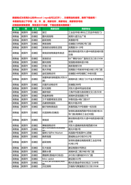 2020新版湖南省湘潭市岳塘区宠物工商企业公司商家名录名单联系电话号码地址大全60家