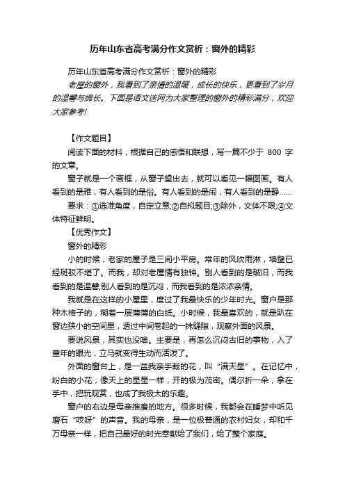 历年山东省高考满分作文赏析：窗外的精彩