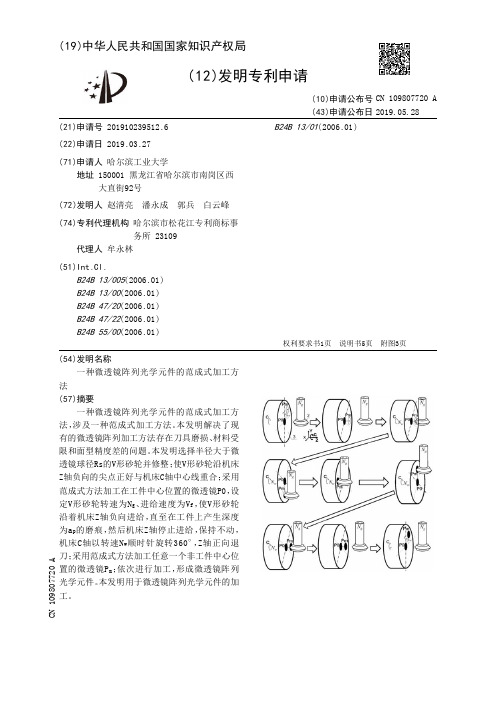 【CN109807720A】一种微透镜阵列光学元件的范成式加工方法【专利】