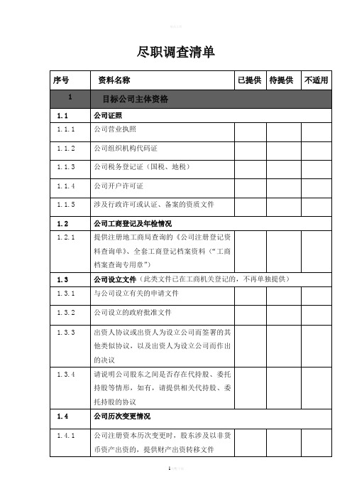 尽职调查清单(矿)