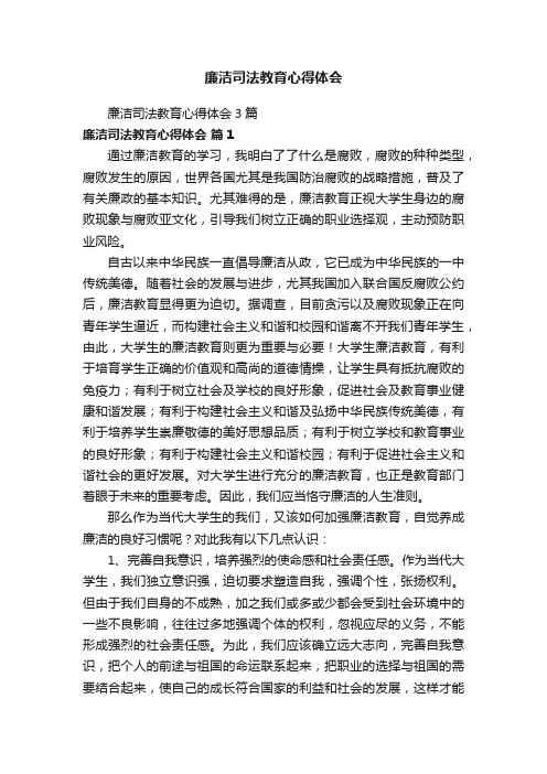 廉洁司法教育心得体会3篇