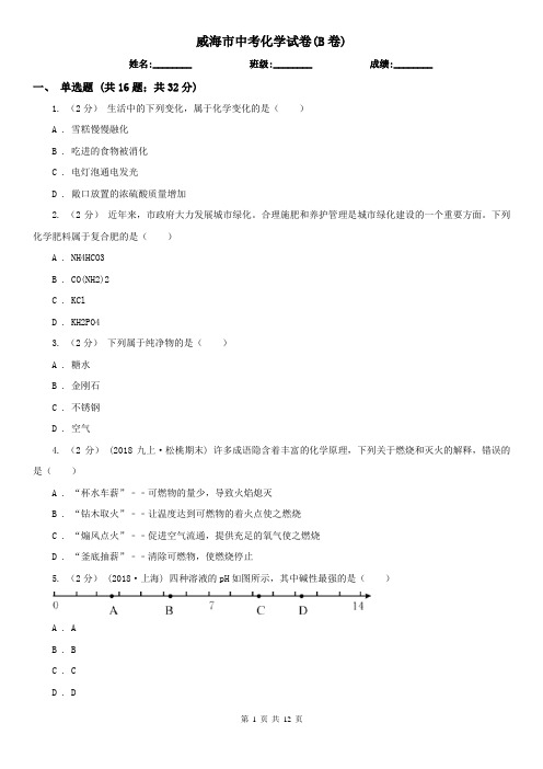 威海市中考化学试卷(B卷)