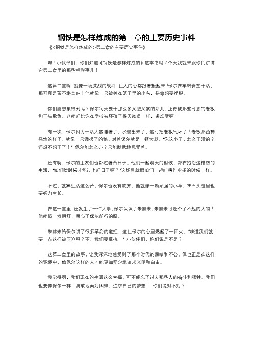 钢铁是怎样炼成的第二章的主要历史事件