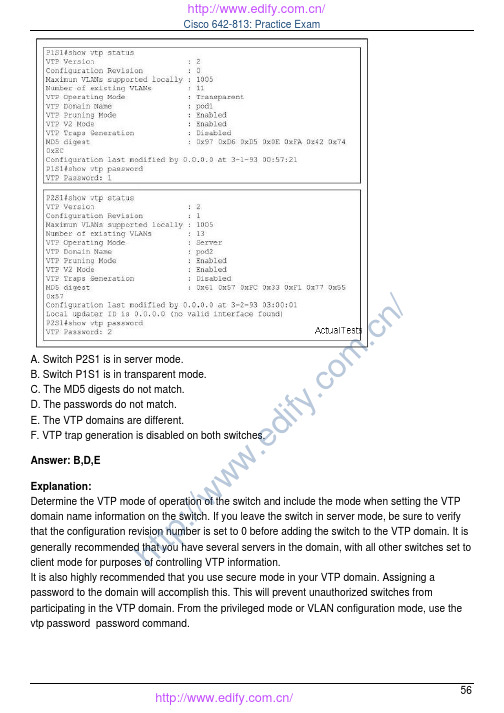 CCNP最新题库 SWITCH 642-813-2