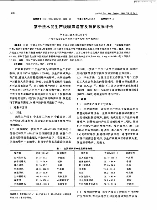 某干法水泥生产线噪声危害及防护效果评价