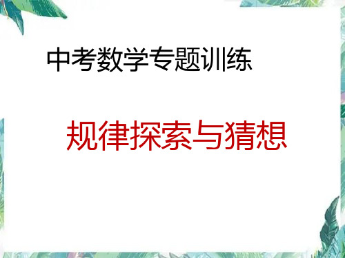 中考数学专题复习 规律探索与猜想