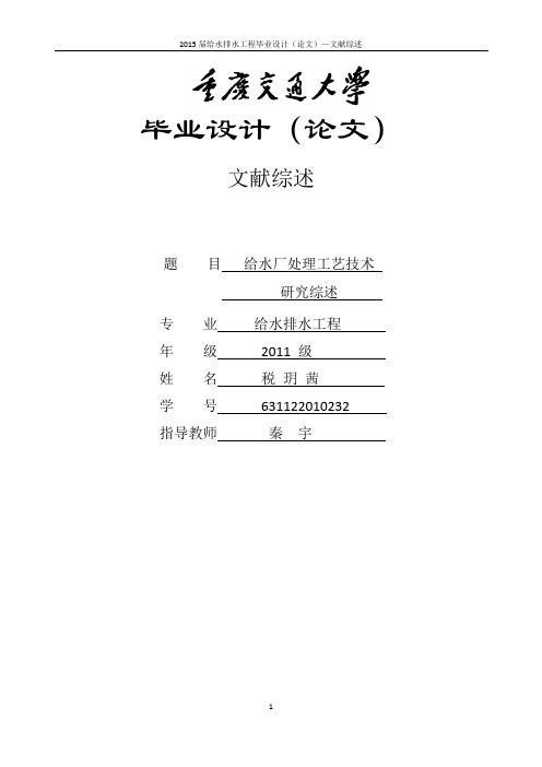 给水厂处理工艺技术研究综述