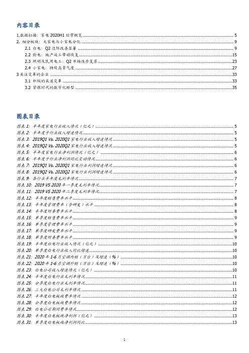 家用电器行业2020年上半年销售经营情况总结