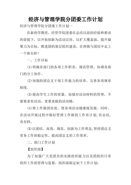 经济与管理学院分团委工作计划