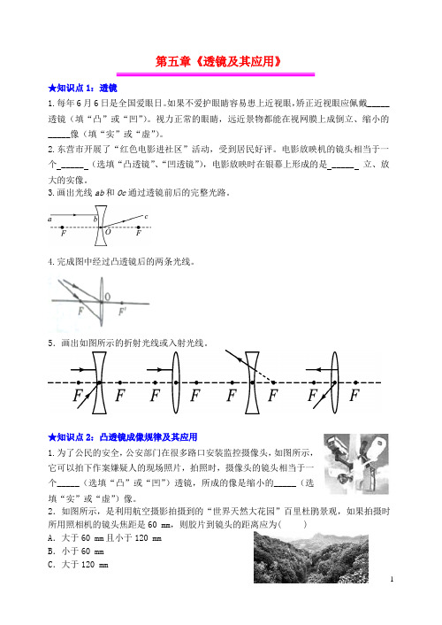 中考物理复习专题：透镜及其应用  附答案