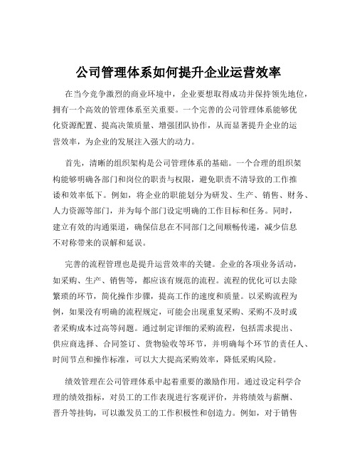 公司管理体系如何提升企业运营效率