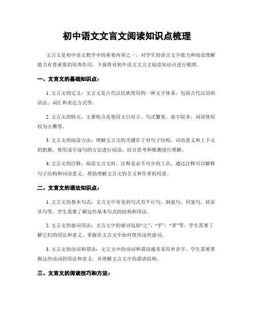 初中语文文言文阅读知识点梳理