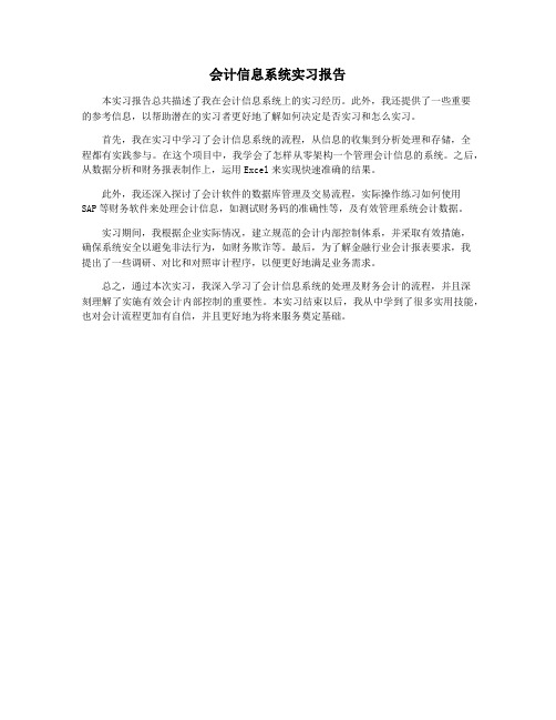 会计信息系统实习报告