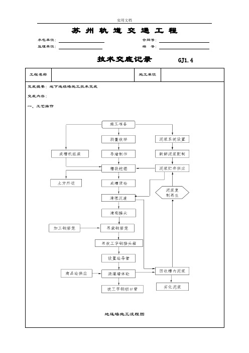 地连墙施工技术交底