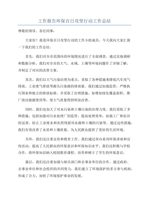 工作报告环保百日攻坚行动工作总结